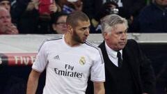 Ancelotti, en el momento del cambio de Benzema.