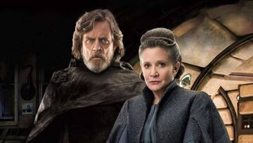 Luke Skywalker y la Princesa Leia, Mark Hamill y Carrie Fisher, en un cartel promocional de 'Star Wars: Los últimos Jedi'.