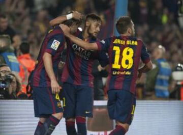 Celebracion del gol 3-1 de Rakitic