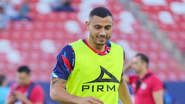 Giorgios Giakoumakis of Cruz Azul San Luis and Cruz Azul as part of the Liga BBVA MX, Torneo Apertura 2024 at Alfonso Lastras Stadium on September 17, 2024 in San Luis Potosi, Mexico.