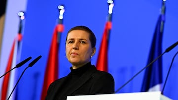 Danish Prime Minister Mette Frederiksen holds a joint press conference with German Chancellor Friedrich Merz and Belgian Prime Minister Bart De Wever, at the third international North Sea Summit, in Hamburg, Germany January 26, 2026. REUTERS/Jonas Walzberg