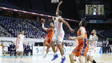 2021 06 06 MADRID. BALONCESTO 20 21 PRIMER PARTIDO DE SEMIFINALES DE LOS PLAYOFF DE LA LIGA ENDESA QUE ENFRENTA AL REAL MADRID Y VALENCIA BASKET EN EL WIZINK CENTER.
 
 FOTO: VICTOR CARRETERO/REALMADRID.COM