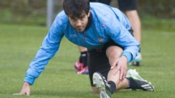 Borja Oubiña, en un entrenamiento del Celta.