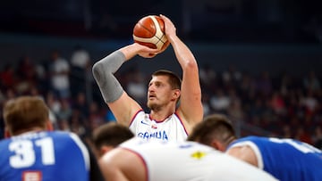 Nikola Jokic of Serbia in action during the EuroBasket 2025 group phase basketball match between Serbia and Czech Republic, in Riga, Latvia, 01 September 2025.