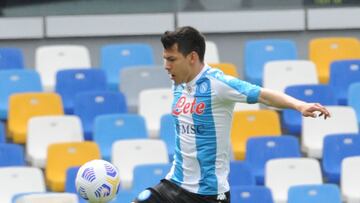 Naples (Italy), 02/05/2021.- Napoli's forward Hirving Lozano in action during the Italian Serie A soccer match SSC Napoli vs Cagliari Calcio at the Diego Armando Maradona stadium in Naples, Italy, 02 May 2021. (Italia, Nápoles) EFE/EPA/CESARE ABBATE