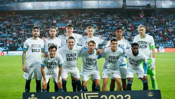 Formación inicial del Celta contra el Sevilla en Balaídos.