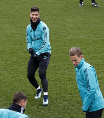 Marcelo reaparece muy activo en el entrenamiento del Madrid