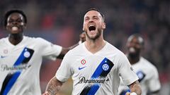 Arnautovic celebra su gol en el partido de Serie A entre el Inter y el Genoa.