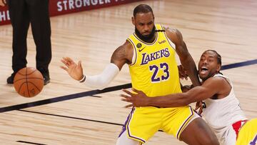 LeBron James y Kawhi Leonard, durante el partido de la NBA que ha enfrentado a Los &Aacute;ngeles Lakers y Los &Aacute;ngeles Clippers