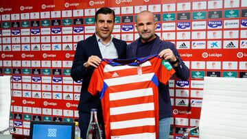 10/11/22 Presentacion de nuevo entrenador del Granada CF, Paco Lopez
En la imagen el director deportivo, Nico Rodriguez junto al entrenador