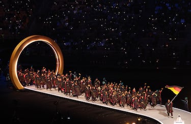 La delegación de Alemania en el desfile de  la ceremonia de apertura de los Juegos Olímpicos de Invierno.