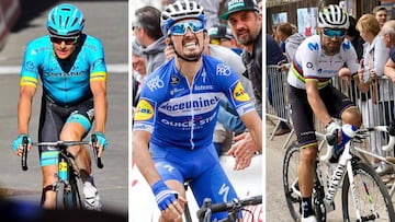 Jakob Fuglsang, Julian Alaphilippe y Alejandro Valverde. 