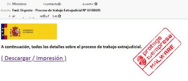 Detectan 6 emails para autónomos y empleados que son trampas de malware