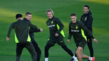 Entrenamiento del Dortmund antes de medirse al Sturm Graz.