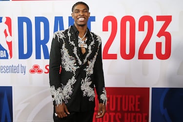 Scoot Henderson llegó de esta brillante manera al Barclays Center en la ceremonia del Draft 2023 de la NBA.
