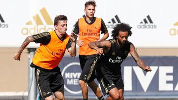 Marcelo durante el entrenamiento del Real Madrid del miércoles, 4 de septiembre de 2019.