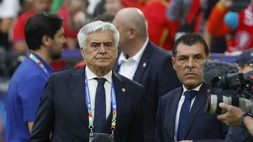 Pedro Rocha, presidente de la RFEF, en la Eurocopa de Alemania.