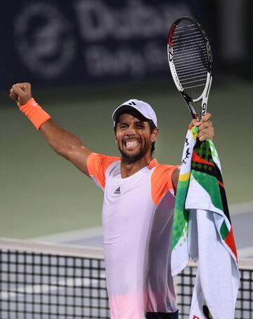 Fernando Verdasco of Spain celebrates winning his semi final match against Robin Haase of Netherlands.