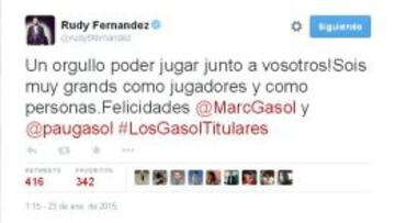 Rudy: "Un orgullo poder jugar con vosotros. Sois muy grandes"