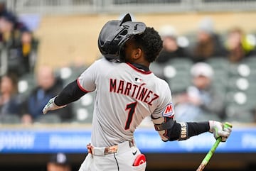 No es que Angel Martínez, de los Cleveland Guardians, desconozca la forma correcta de ponerse un caco protector, simplemente es que se le descolocó en un lance de su partido contra los Minnesota Twins de la liga estadounidense de béisbol (MLB) disputado en Minneapolis (Minnesota), lo que le hizo perder momentáneamente toda la visibilidad.