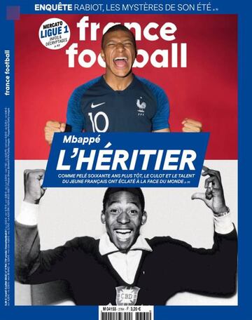 Portada de &#039;France Football&#039; del martes 3 de julio de 2018.