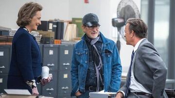 Steven Spielberg con Meryl Streep y Tom Hanks durante el rodaje de &quot;Los archivos del Pent&aacute;gono&quot; (&quot;The Post&quot;)