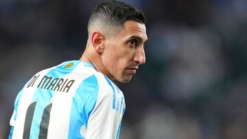 PHILADELPHIA, PENNSYLVANIA - MARCH 22: Angel Di Maria #11 of Argentina looks on against El Salvador in the first half of the international friendly at Lincoln Financial Field on March 22, 2024 in Philadelphia, Pennsylvania.   Mitchell Leff/Getty Images/AFP (Photo by Mitchell Leff / GETTY IMAGES NORTH AMERICA / Getty Images via AFP)