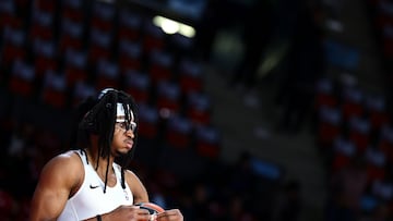 Chima Moneke, calentando antes de un Bayern-Baskonia de Euroliga, en Múnich.