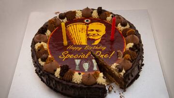 ROME, ITALY - JANUARY 26: The birthday cake is seen during Jose Mourinho 6oyh birthday celebration at Centro Sportivo Fulvio Bernardini on January 26, 2023 in Rome, Italy. (Photo by Fabio Rossi/AS Roma via Getty Images)