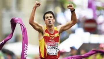 Miguel &Aacute;ngel L&oacute;pez venciendo en el &uacute;ltimo europeo de 20 kil&oacute;metros marcha, celebrado en Z&uacute;rich el a&ntilde;o pasado. 