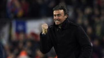 Luis Enrique celebra uno de los goles del Barça.