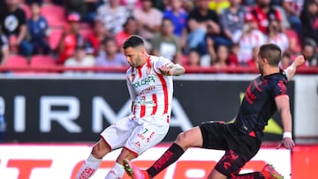 (L-R), Edgar Mendez of Necaxa and Hugo Nervo of Atlas during the game Necaxa vs Atlas, corresponding to Round 16 of the Torneo Clausura 2023 of the Liga BBVA MX, at Victoria Stadium, on April 21, 2023.
<br><br>
(I-D), Edgar Mendez de Necaxa y Hugo Nervo de Atlas durante el partido Necaxa vs Atlas, Correspondiente a la Jornada 16 del Torneo Clausura 2023 de la Liga BBVA MX, en el Estadio Victoria, el 21 de Abril de 2023.
