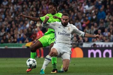 Martins (left) tussles with Real Madrid's Dani Carvajal during this season's Champions League group stage.