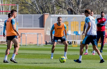 Franquesa, durante un entrenamiento con el Leganés. 