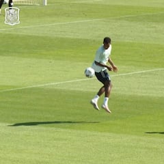 Adama Traore and Ansu Fati mix it like Maradona in Spain training