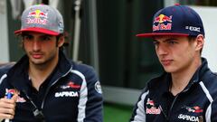 Sainz y Verstappen en el paddock de Sochi.