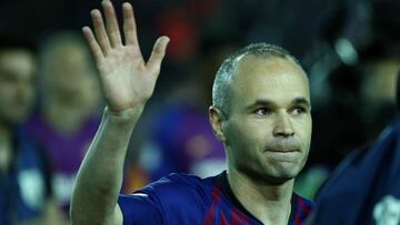 Andres Iniesta during the celebrations at the end of the match between FC Barcelona vs Real Sociedad, played in the Camp Nou Stadium, on 20th May 2018, in Barcelona, Spain.