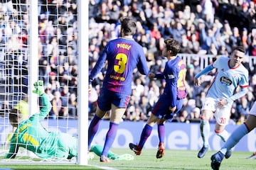 Iago Aspas abre el marcador en el Camp Nou.