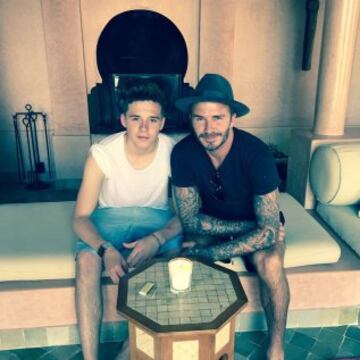 Beckham con su hijo mayor, Brooklyn.   