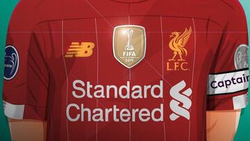 Camiseta del Liverpool con la insignia de Campeón del Mundo.