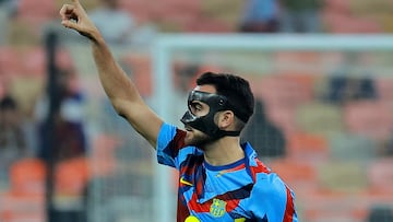 Eric Garcia, en el calentamiento del Barça-Athletic del pasado miércoles.