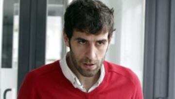 Trashorras, tras el entrenamiento de ayer.