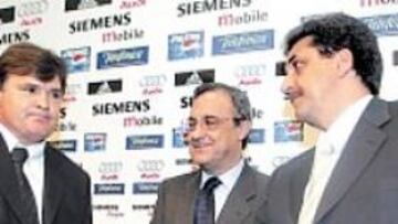 Florentino Pérez con Camacho y García Remón