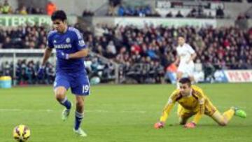 Diego marcó dos goles ante el Swansea.