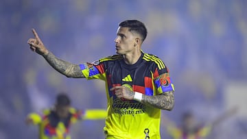 Brian Rodriguez celebrates his goal 2-0 of America during the 12th round match between America and Santos as part of the Liga BBVA MX, Torneo Apertura 2025 at Ciudad de los Deportes Stadium, on October 04, 2025 in Mexico City, Mexico.