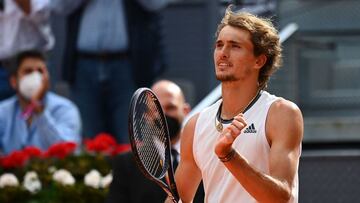 Alexander Zverev celebra su victoria en el Mutua Madrid Open.