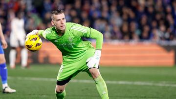 Lunin, contra el Getafe.