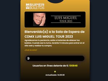 Sala de espera para boletos de concierto de Luis Miguel en Ciudad de México
