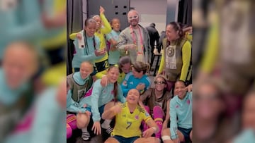 Watch Colombian reggaeton artist J. Balvin celebrate with the women’s national team in the locker room after they beat Korea 2-0 in the Women’s World Cup.