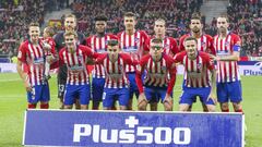 El once del Atl&eacute;tico en la &uacute;ltima visita del Athletic al Wanda Metropolitano, con Arias, Oblak, Thomas, Rodrigo, Filipe, Costa, God&iacute;n, Griezmann, Correa, Montero y Sa&uacute;l. 